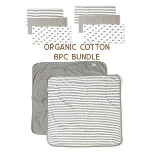 NWT Monica and Andy Organic Cotton 8 piece Blanket and Burp Cloth Bundle - Gende